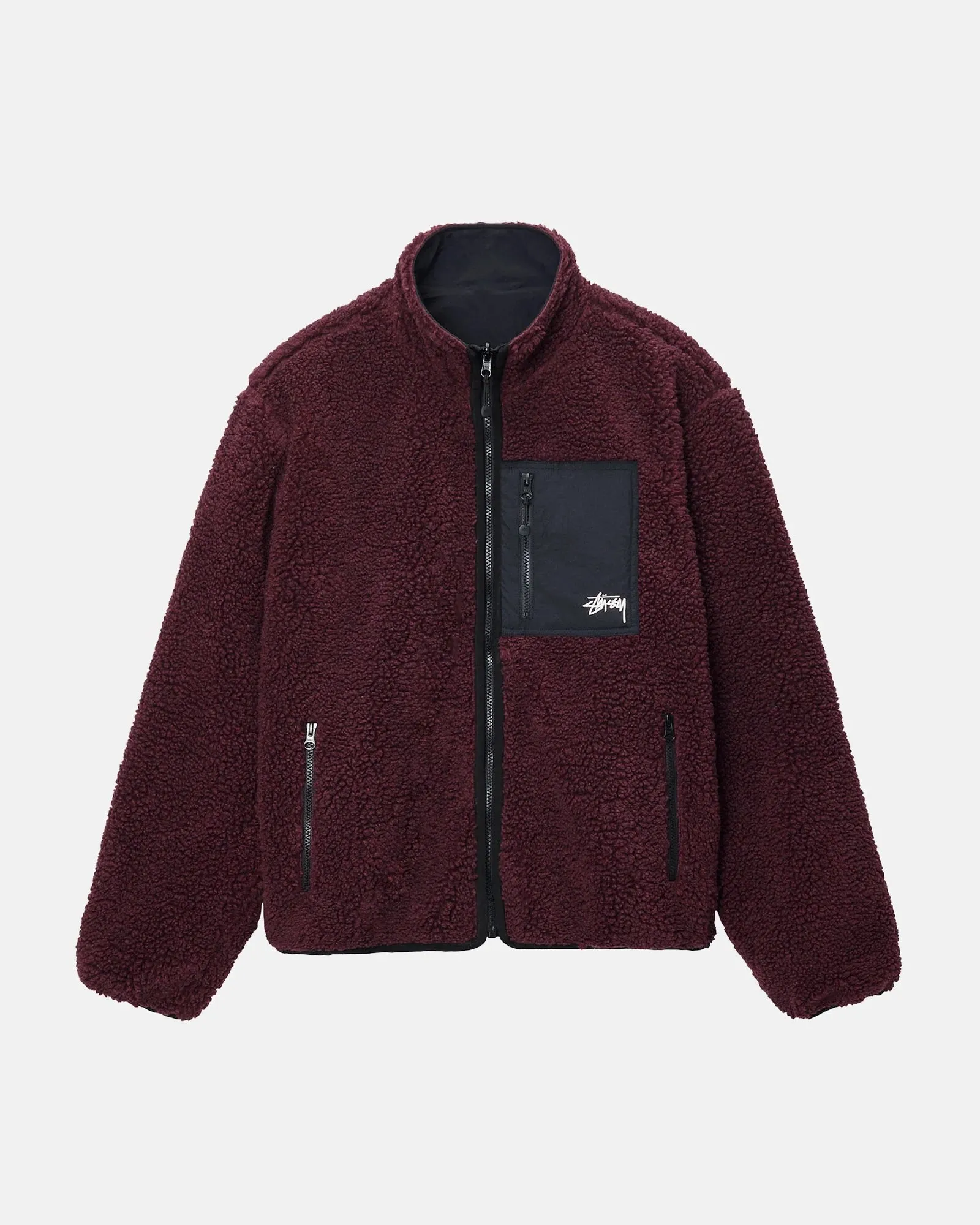 Stussy Sherpa Reversible Jacket Burgundy Stussy Sherpa Reversible Jacket Burgundy